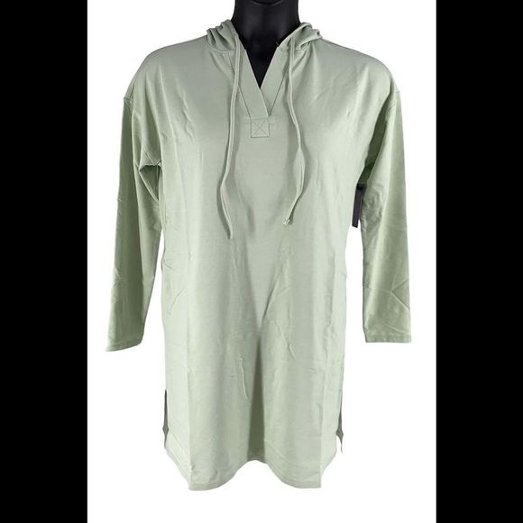 AnyBody Beach Wash Hooded Lounger with Pockets Green - Regular - Picture 1 of 2